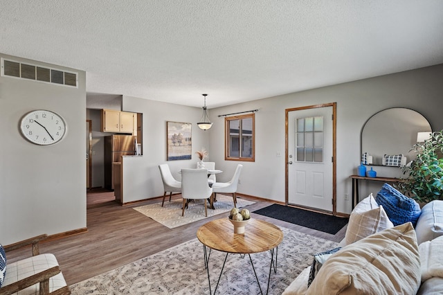 11123 Drake St NW, Coon Rapids, MN 55433 - living area featuring baseboards, light wood-style floors, and a textured ceiling