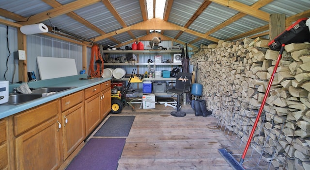 storage featuring a sink