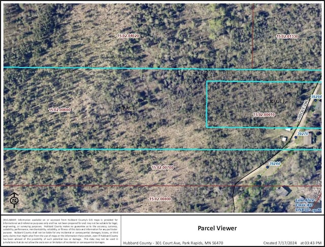 aerial overview of property's location with property boundaries highlighted