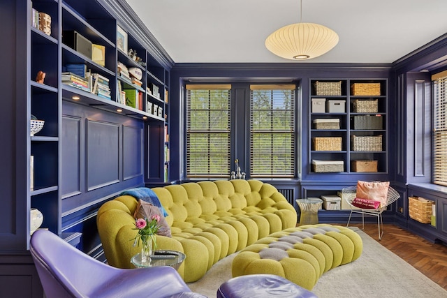 510 Groveland Ave Unit 304, Minneapolis, MN 55403 - living area featuring crown molding and a decorative wall