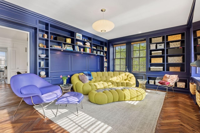 510 Groveland Ave Unit 304, Minneapolis, MN 55403 - living area with crown molding and built in features