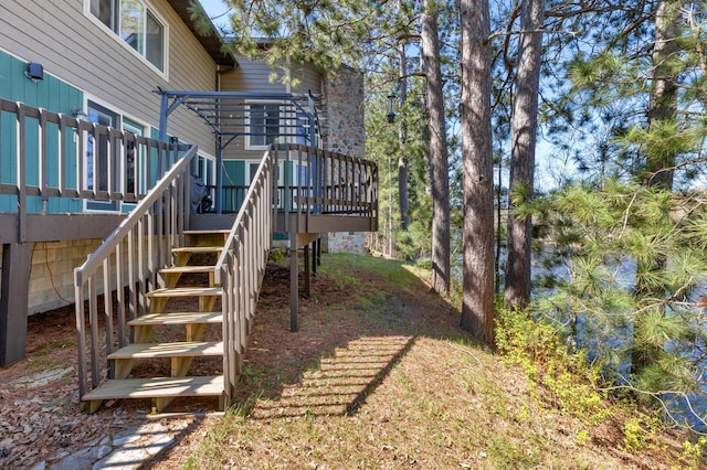 27088 130th St, Thomastown Twp, MN 56479 - view of yard featuring stairs and a deck