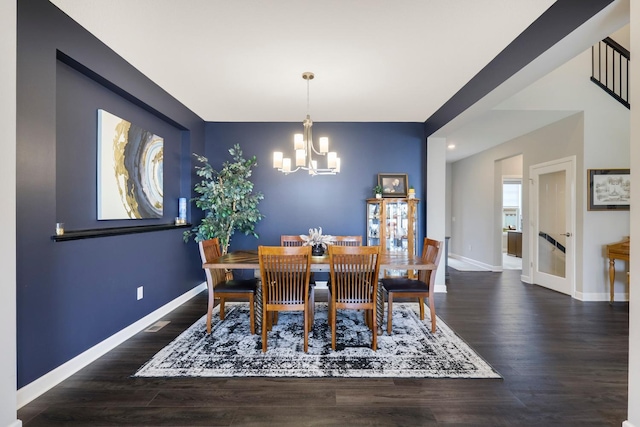 13404 Avila Ave, Rosemount, MN 55068 - dining area featuring a chandelier, baseboards, wood finished floors, and recessed lighting