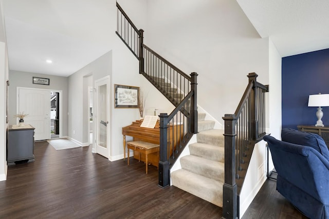 13404 Avila Ave, Rosemount, MN 55068 - stairs featuring wood finished floors, baseboards, and recessed lighting