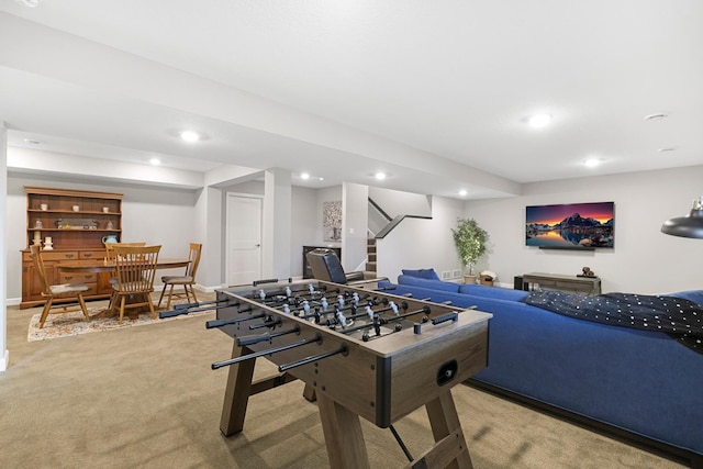 13404 Avila Ave, Rosemount, MN 55068 - game room with light carpet and recessed lighting