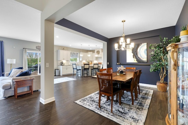 13404 Avila Ave, Rosemount, MN 55068 - dining room with a chandelier, dark wood-style floors, and recessed lighting