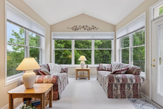 17462 Haralson Dr, Eden Prairie, MN 55347 - sunroom with plenty of natural light, vaulted ceiling, and carpet