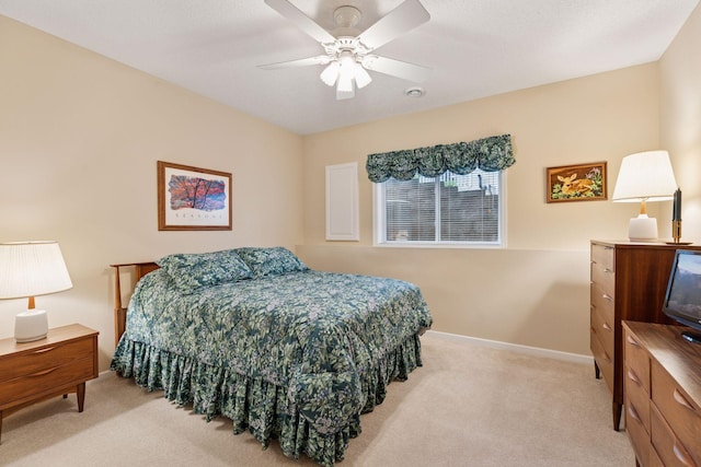 17462 Haralson Dr, Eden Prairie, MN 55347 - bedroom with light carpet and a ceiling fan
