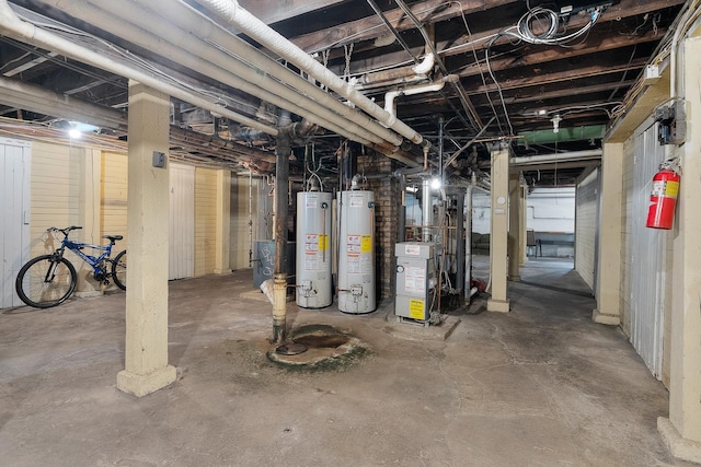 822 35th St, Minneapolis, MN 55408 - unfinished basement featuring gas water heater and a heating unit