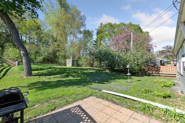 550 Wheeler Dr, Excelsior, MN 55331 - view of yard featuring a storage shed, an outbuilding, and a patio