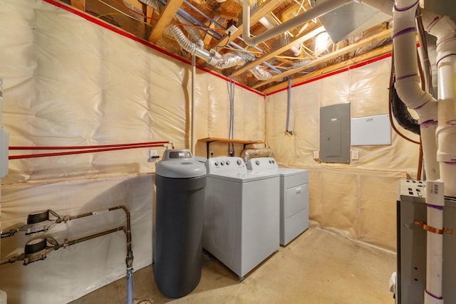 laundry room with independent washer and dryer and electric panel