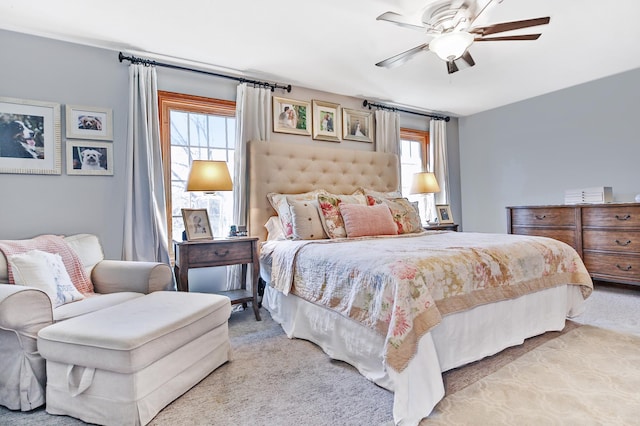 bedroom with carpet and ceiling fan