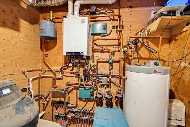 utilities with gas water heater and water heater
