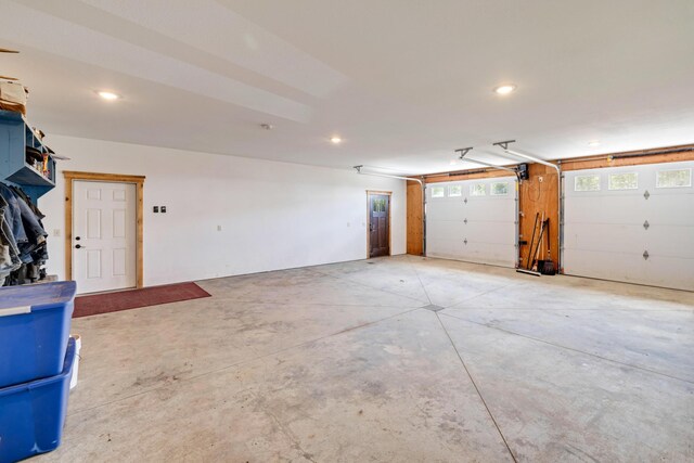 garage with recessed lighting