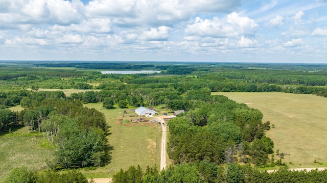 aerial view of sparsely populated area with a heavily wooded area
