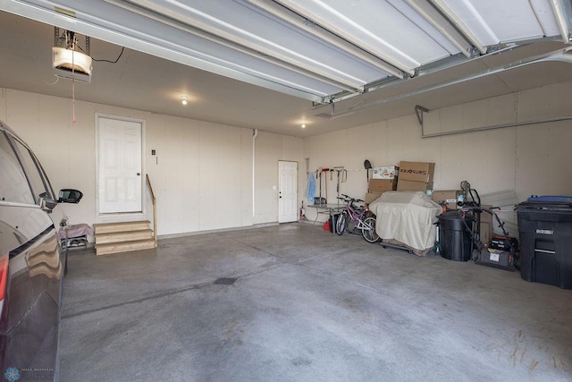 garage with a garage door opener