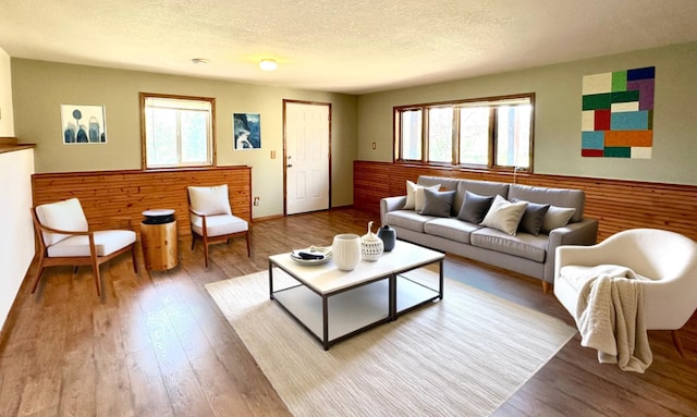 29441 108th St NW, Princeton, MN 55371 - living room featuring a textured ceiling and wood finished floors