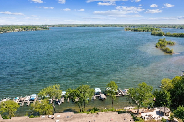 drone / aerial view of a large body of water
