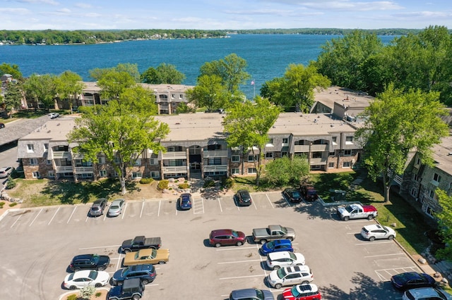 bird's eye view of a nearby body of water