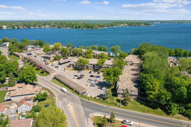 aerial view of a nearby body of water