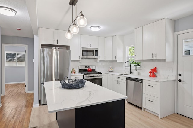 3544 Lee Ave N, Crystal, MN 55422 - kitchen with stainless steel appliances, a sink, a kitchen island, and backsplash