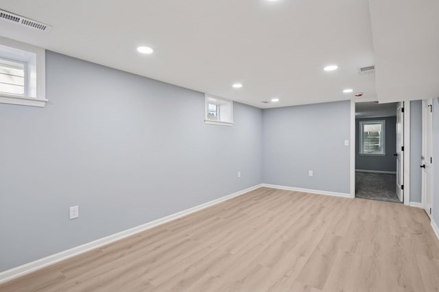3544 Lee Ave N, Crystal, MN 55422 - basement featuring light wood-style floors, recessed lighting, and baseboards