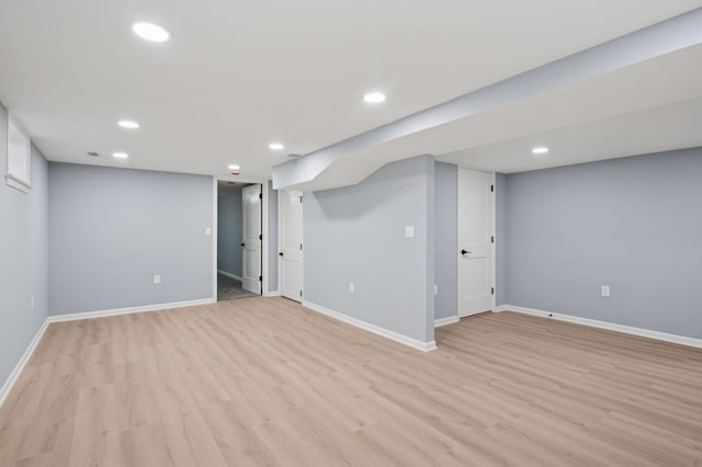 3544 Lee Ave N, Crystal, MN 55422 - finished basement featuring baseboards, light wood-type flooring, and recessed lighting