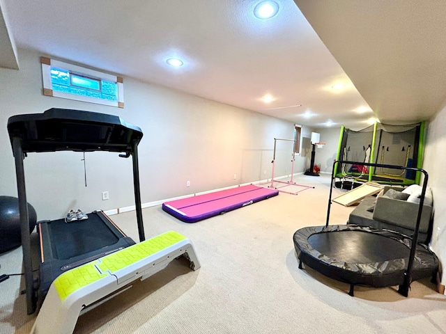 1921 Sherman Dr NW, Alexandria, MN 56308 - workout area featuring recessed lighting, carpet, and baseboards