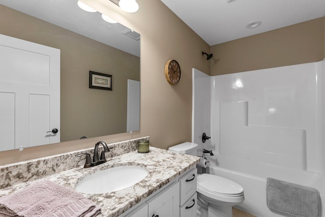 38760 Maple Ct, North Branch, MN 55056 - bathroom featuring toilet, vanity, and shower / bath combination