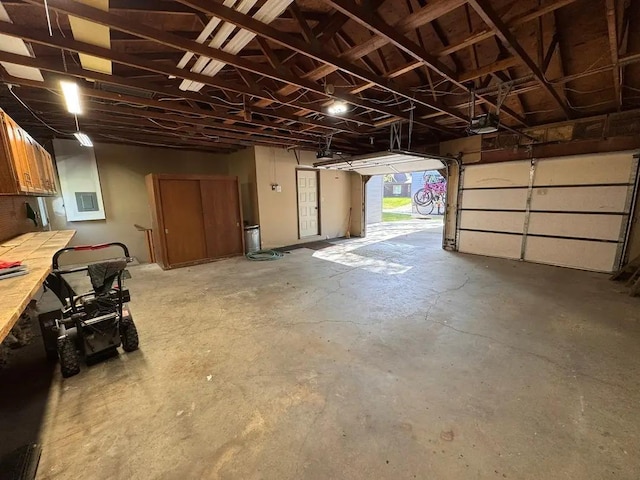 garage with a garage door opener