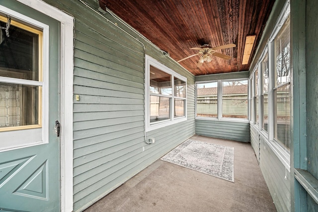 444 Vincent St, Saint Croix Falls, WI 54024 - unfurnished sunroom featuring a ceiling fan and plenty of natural light