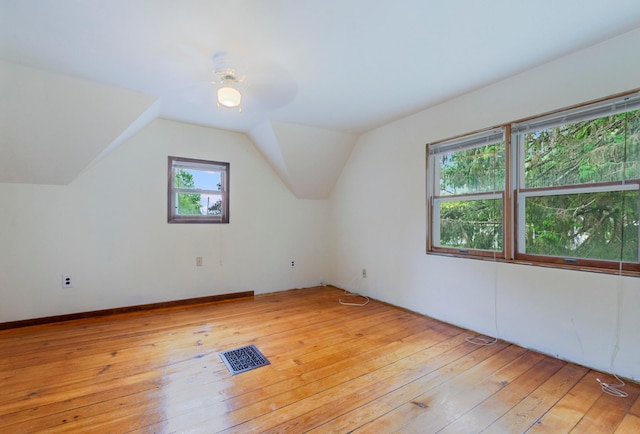 624 Main St, West Concord, MN 55985 - additional living space with light wood finished floors, lofted ceiling, and ceiling fan