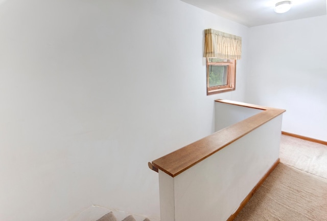 624 Main St, West Concord, MN 55985 - hallway featuring an upstairs landing, carpet, and baseboards