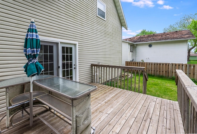 624 Main St, West Concord, MN 55985 - wooden deck featuring outdoor dining space