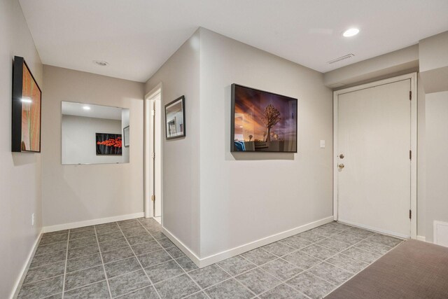 5510 Heather Dr SW, Rochester Twp, MN 55902 - hallway featuring recessed lighting, tile patterned floors, and baseboards