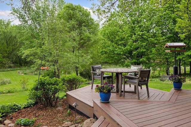 5510 Heather Dr SW, Rochester Twp, MN 55902 - deck with outdoor dining area and a yard