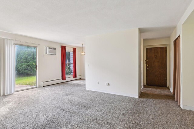 910 6th St S Unit 3, Hopkins, MN 55343 - carpeted empty room with a baseboard radiator, a chandelier, and baseboards