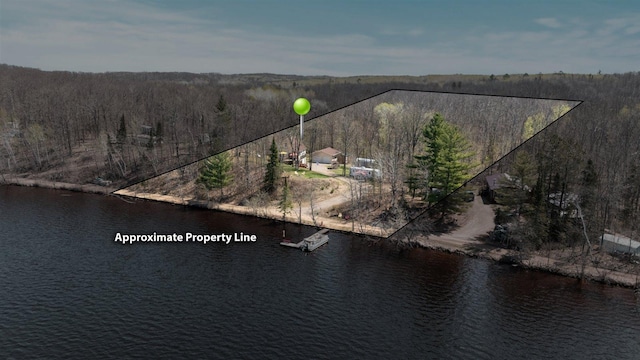 25185 Moreau Rd, Aitkin, MN 56431 - aerial view of property's location featuring a large body of water, property parcel outlined, and a heavily wooded area