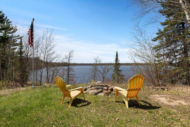25185 Moreau Rd, Aitkin, MN 56431 - water view featuring a fire pit