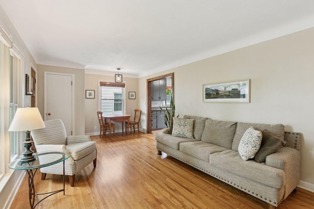 805 California Ave W, Saint Paul, MN 55117 - living room featuring light wood-style floors and baseboards