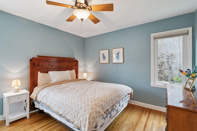 805 California Ave W, Saint Paul, MN 55117 - bedroom featuring light wood-style flooring, baseboards, and a ceiling fan