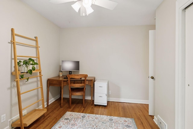 805 California Ave W, Saint Paul, MN 55117 - office with wood finished floors, ceiling fan, and baseboards
