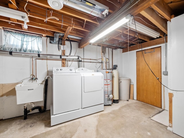 116 California Ave, Morris, MN 56267 - clothes washing area featuring separate washer and dryer and water heater