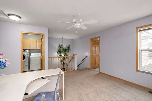 16322 70th Ave N Unit 304, Maple Grove, MN 55311 - office space with washer and dryer, light colored carpet, a ceiling fan, and baseboards