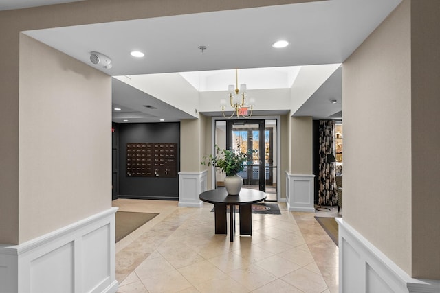 1320 Riverside Ln Unit 112, Mendota Heights, MN 55118 - lobby with recessed lighting, a wainscoted wall, and a decorative wall
