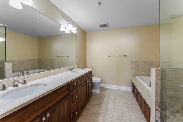 1320 Riverside Ln Unit 112, Mendota Heights, MN 55118 - full bath with double vanity, a garden tub, tile patterned floors, and tiled shower
