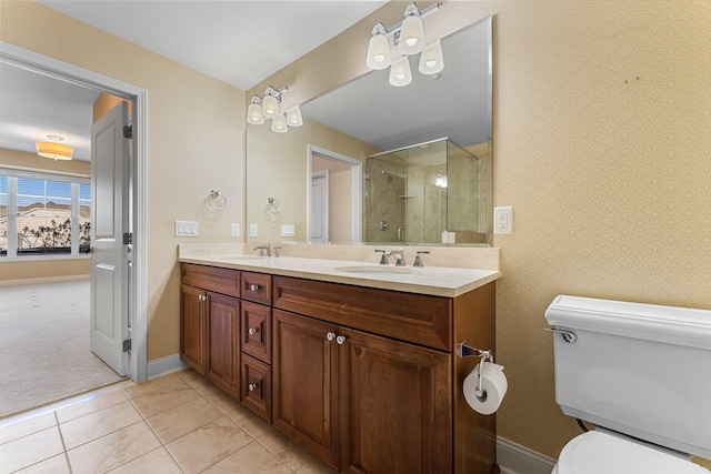 1320 Riverside Ln Unit 112, Mendota Heights, MN 55118 - bathroom featuring double vanity, a stall shower, and tile patterned flooring