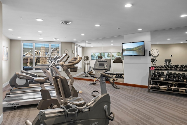 1320 Riverside Ln Unit 112, Mendota Heights, MN 55118 - gym with carpet, healthy amount of natural light, and recessed lighting
