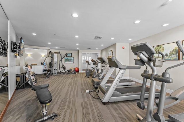 1320 Riverside Ln Unit 112, Mendota Heights, MN 55118 - gym with carpet and recessed lighting