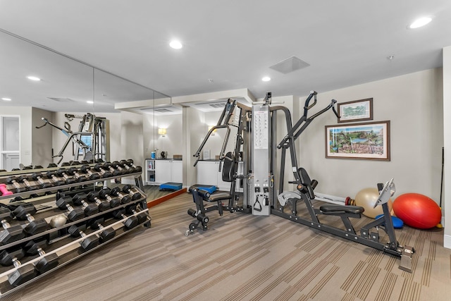 1320 Riverside Ln Unit 112, Mendota Heights, MN 55118 - workout area with carpet floors and recessed lighting